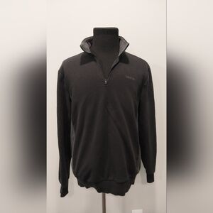 Calvin Klein Soft Touch Fleece long sleeve quarter zip pullover black gray Large